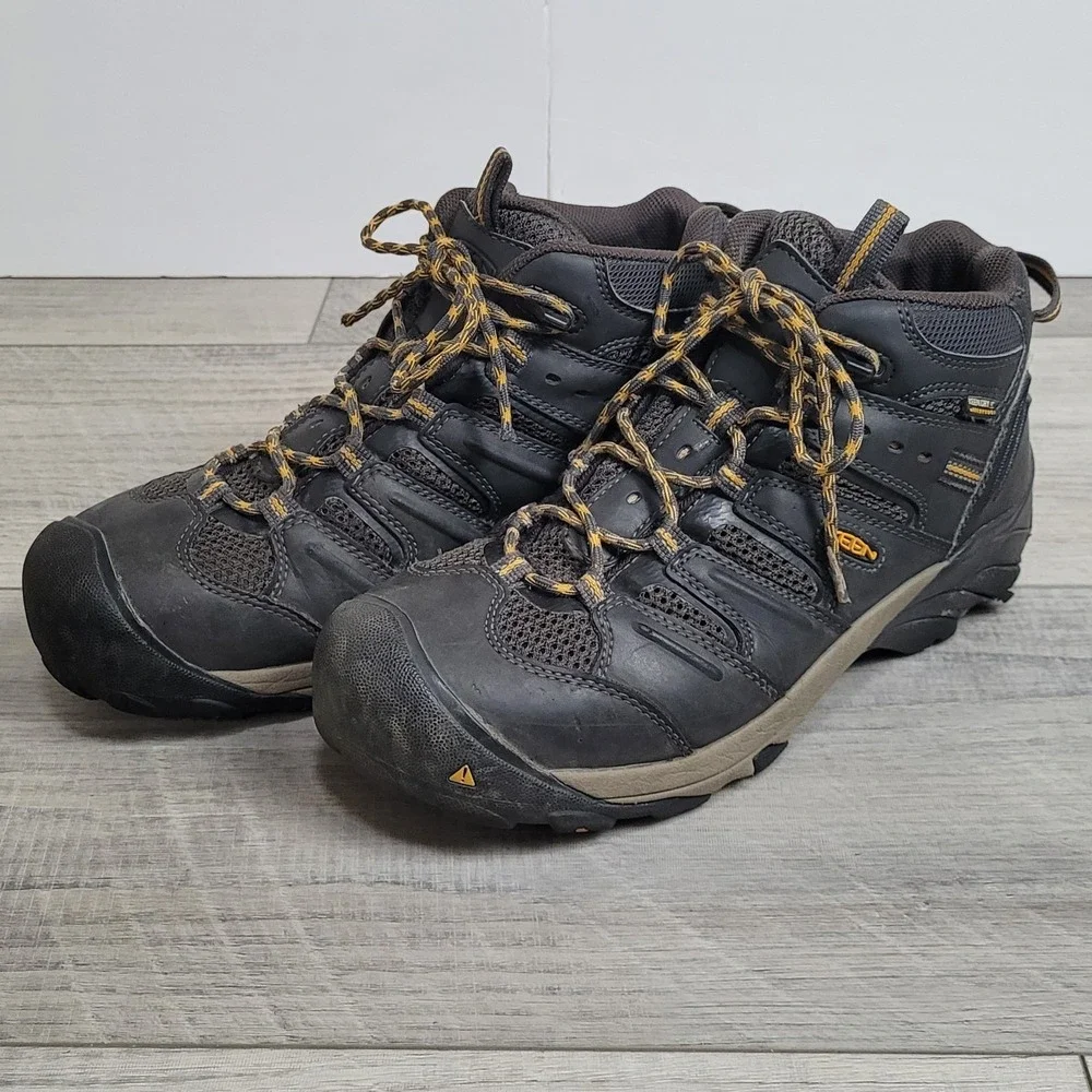 🥾Keen Work Boot Mens 9.5EE Leather Lansing Mid Waterproof Steel Toe EH Slip Res
